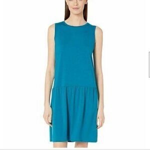 Eileen Fisher Fine Tencel Jersey Knit Blue Dress